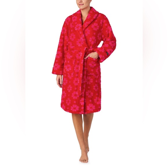KATE SPADE NEW YORK NWT Red and Pink Floral Sherpa Robe, Size M - Picture 1 of 11